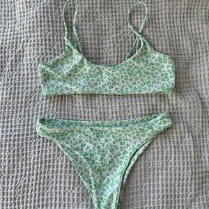 Green Leopard Print Two-Piece Bikini